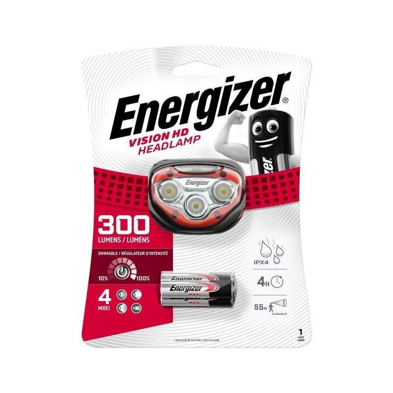 Lampe Frontale Energizer Vision HD Headlight 300lm avec 3 piles AAA
