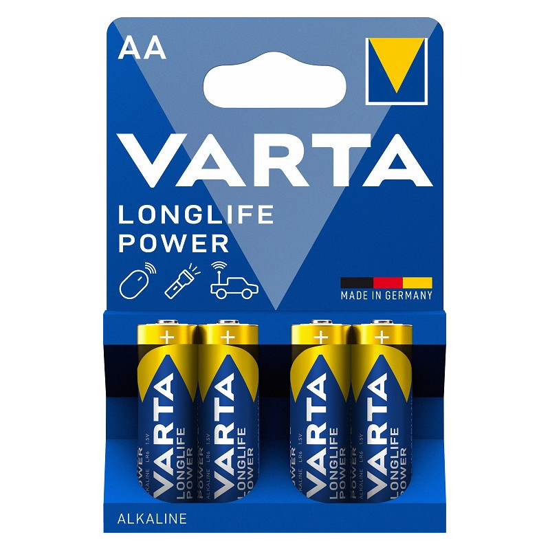 VARTA Piles AA Longlife Power - Lot De 12 - Alcalines 1,5V - Pour Jouets, Souris, Lampes De Poche - Fabriqué En Allemagne