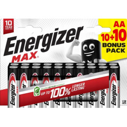 Piles Alcalines AA LR6 Energizer Max paquet de 20