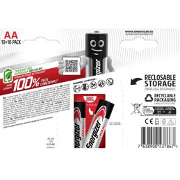 Piles Alcalines AA LR6 Energizer Max paquet de 20
