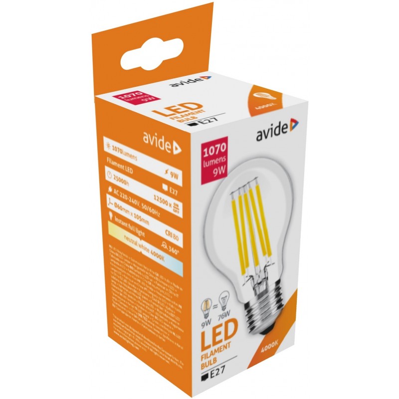 Ampoule Led Filament E27 9W 4000K Avide