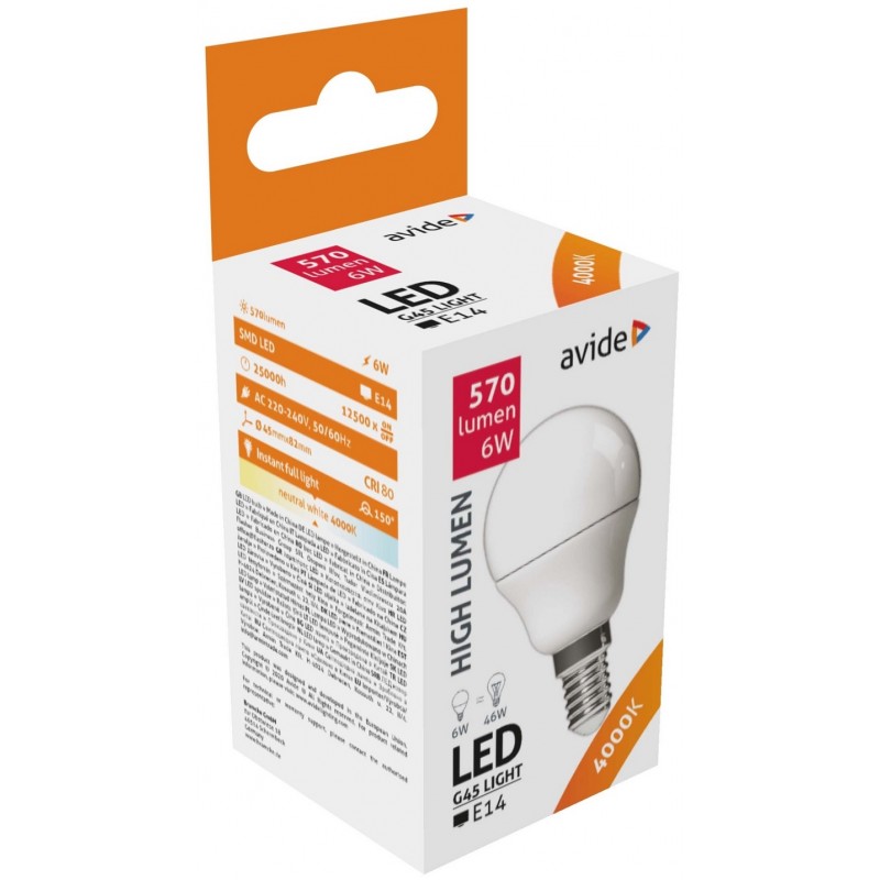 Ampoule LED Globe Mini G45 6W 4000K Avide